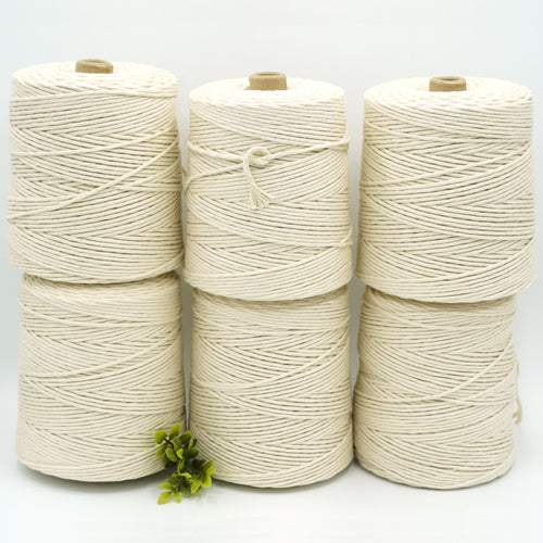 VMPS Cotton Cord, (5MM x 100 Meter) Natural Cotton Rope Cotton Twine String  3 Strand Twisted Cotton Cord Craft String for Wall Hanging, Plant Hangers